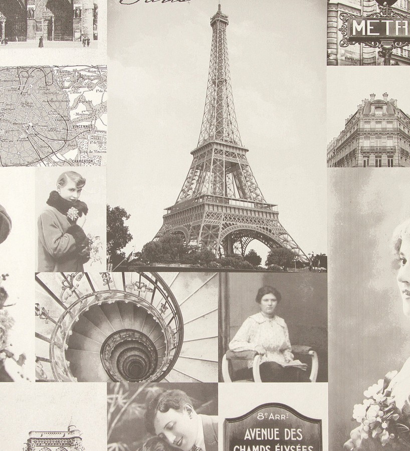 Papel pintado collage vintage de París París Vintage 3 118391