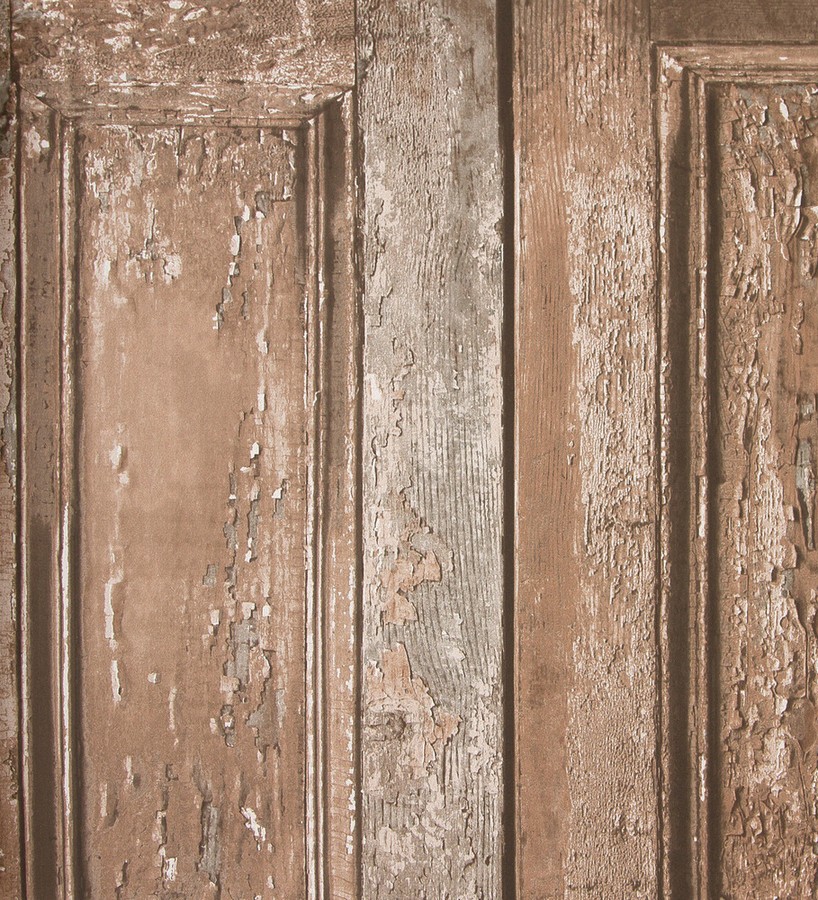 Papel pintado casetones de madera decapada rústica Cala 118411