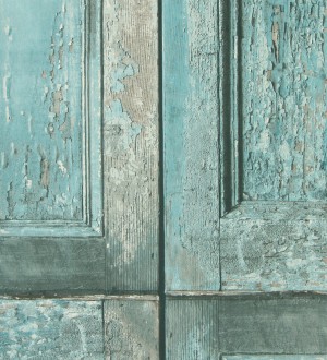 Papel pintado casetones de madera decapada rústica Cala 118412