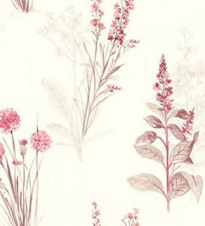 Papel pintado flores y plantas artísticas vintage rosa arcilla Saliunca 119592
