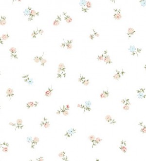 Papel pintado flores estilo Liberty vintage celeste aguamarina Graveol 119594