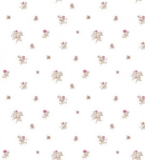 Papel pintado ramilletes y flores pequeñas vintage rosa intenso Milate 119626