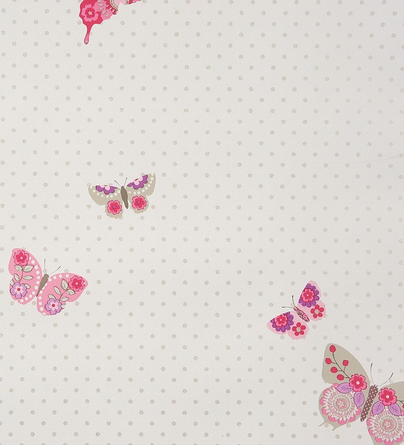 Papel pintado mariposas estampadas de flores rosa intenso Cute Butterfly 340950