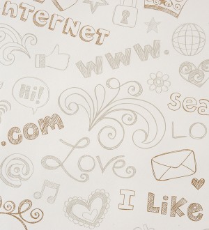 Papel pintado iconos de internet a carboncillo perla Cyberlove 340963