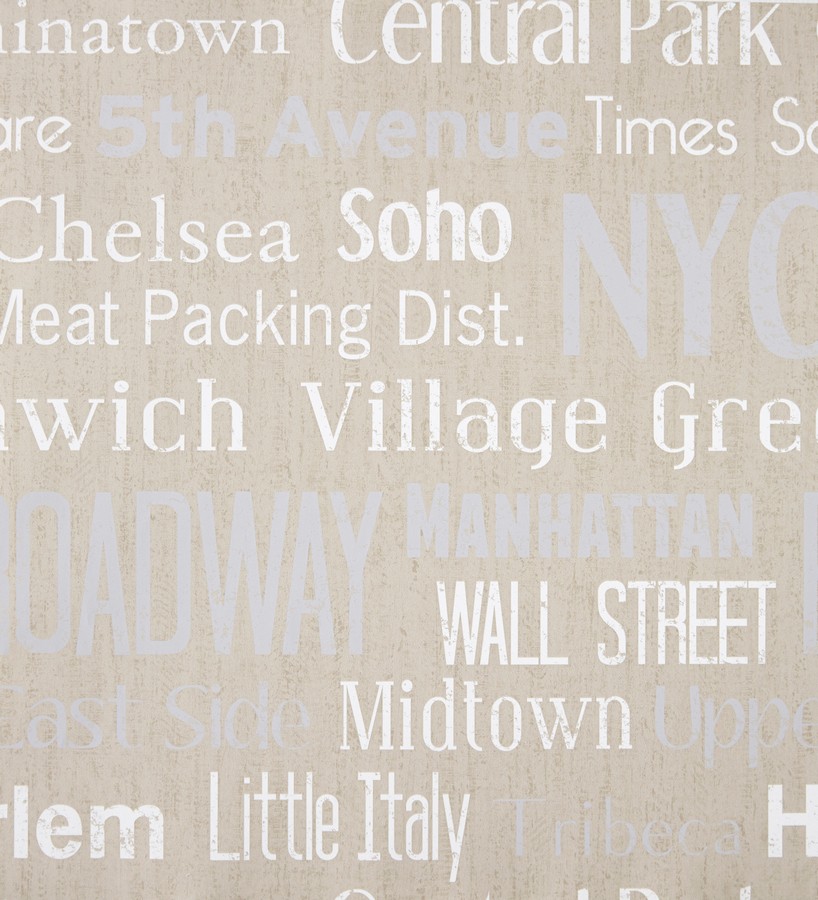 Papel pintado palabras de calles de Nueva York fondo beige pálido Living Streets 341560