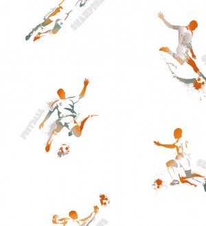 Papel pintado para niños jugadores de fútbol naranja intenso Football Master 341793