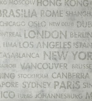 Papel pintado palabras ciudades del mundo fondo gris claro Lucida 342177