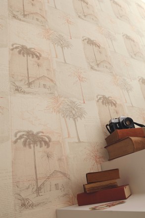 Papel pintado collage páginas con aldeas marrón caldera Makonde 342184
