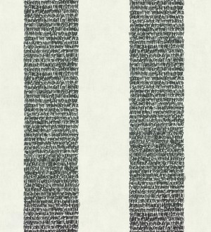 Papel pintado rayas de letras modernas gris oscuro y blanco roto Raya Lucida 342487