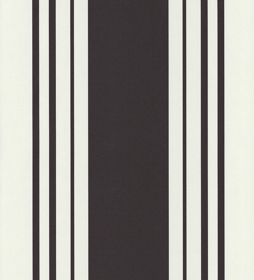 Papel pintado rayas anchas modernas bicolor negro fondo blanco Raya Nolan 342534