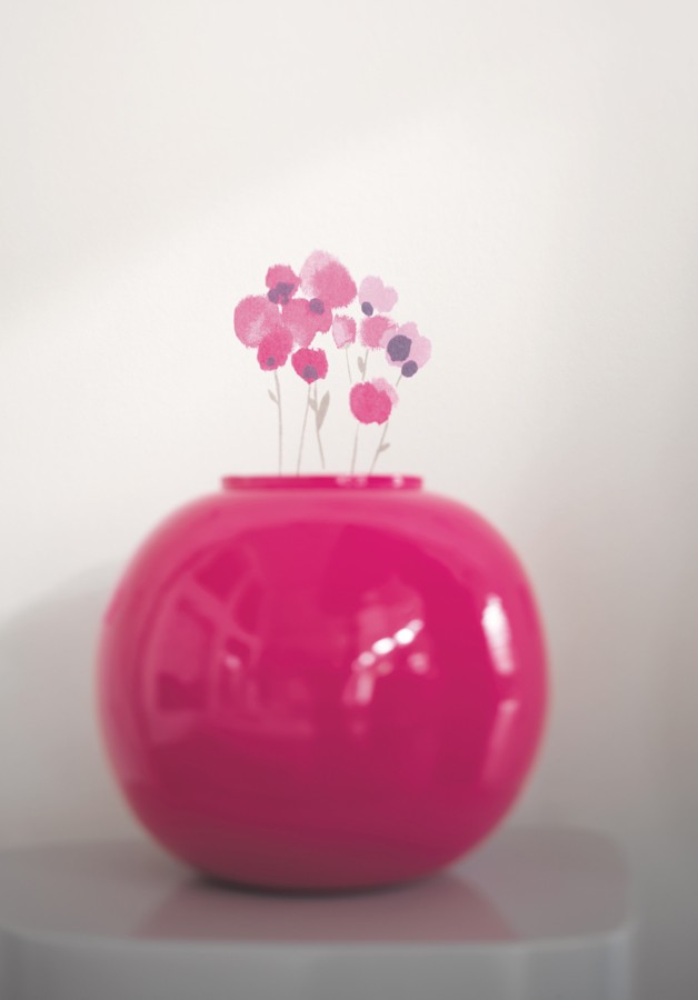 Papel pintado pequeños ramilletes de acuarela rosa intenso Paty 228241