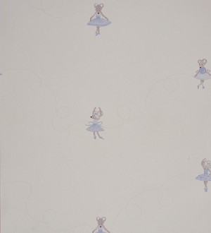 Papel pintado ratitas bailarinas infantiles celeste grisáceo Dancer Mousy 229270