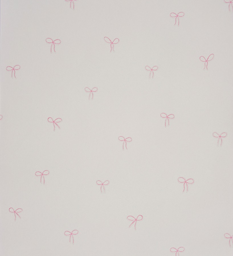 Papel pintado lacitos infantiles rosa claro fondo blanco Lovely Bows 229271