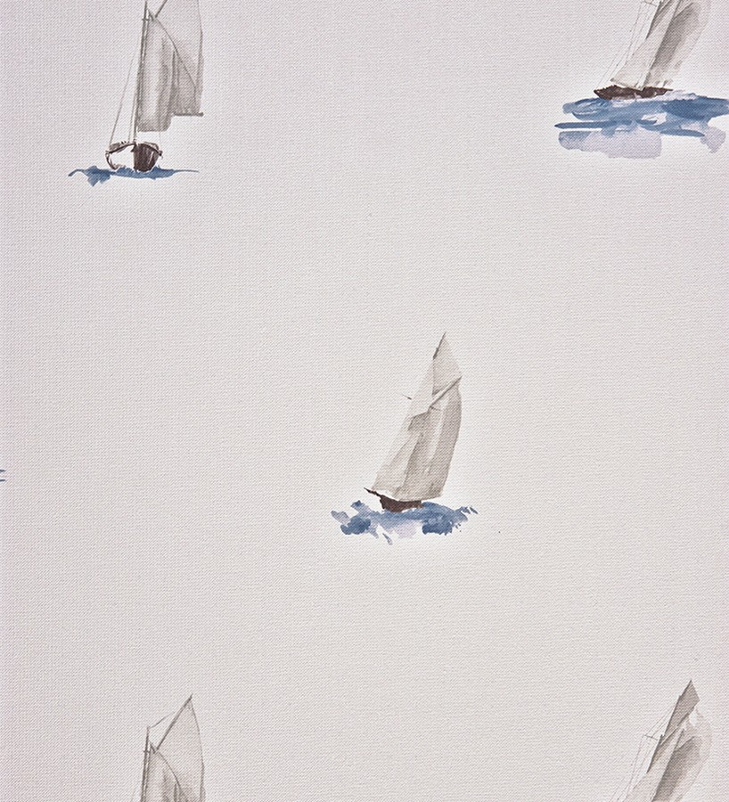 Papel pintado veleros de acuarela azul grisáceo claro Ourang 230121