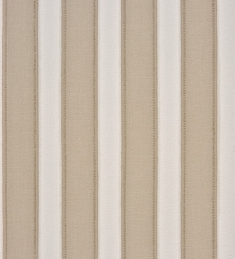 Papel pintado rayas con acabado textil gris claro visón y blanco roto Raya Beagle 230134