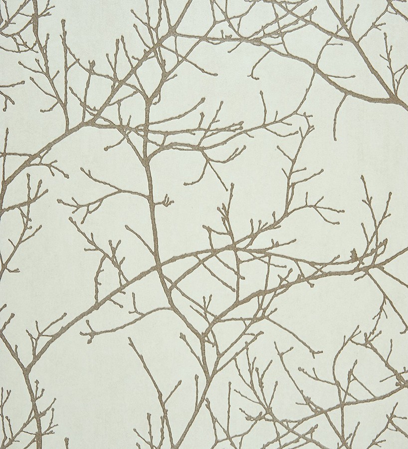 Papel pintado ramas sin hojas diseño nórdico marrón grisáceo claro Aloysia 230169