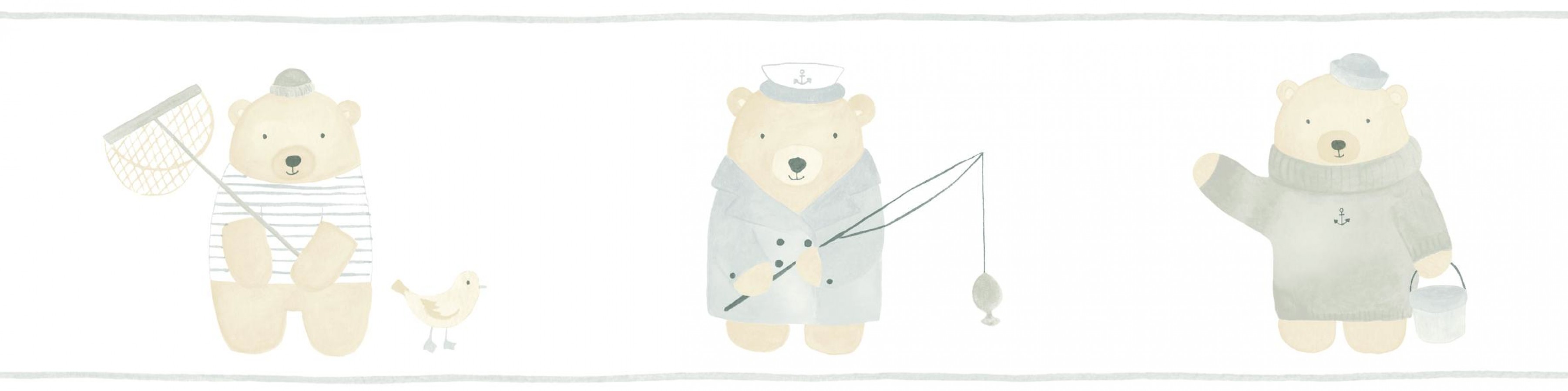 Cenefa osos de pesca infantiles Teddy Sailors 232154