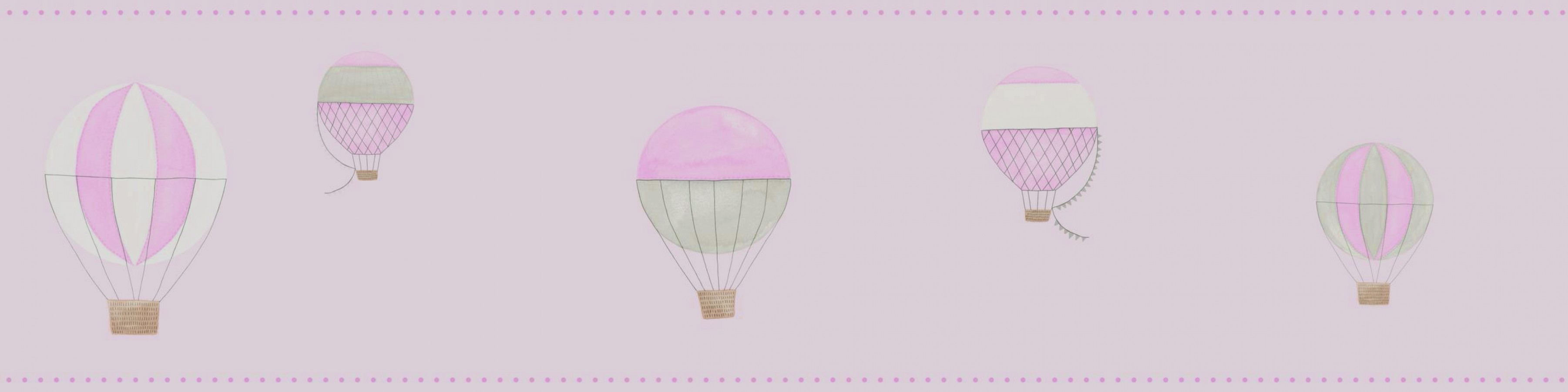 Cenefa globos aerostáticos de acuarela rosa claro Lucile 232160