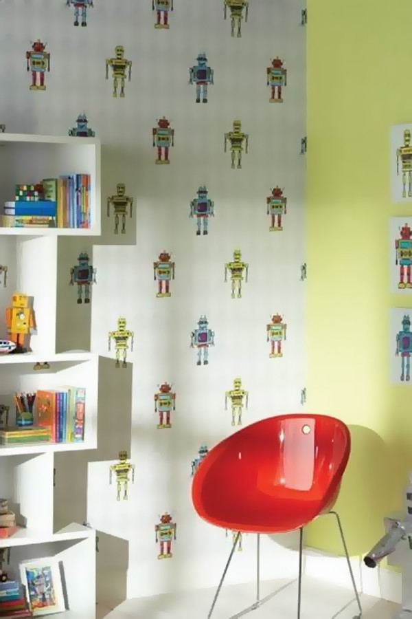 Papel pintado robots para dormitorios infantiles Friendly Robots 563585