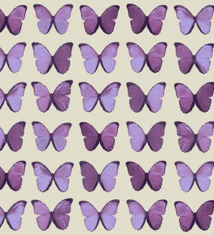 Papel pintado mariposas vintage morado claro fondo beige claro Nerina 563671