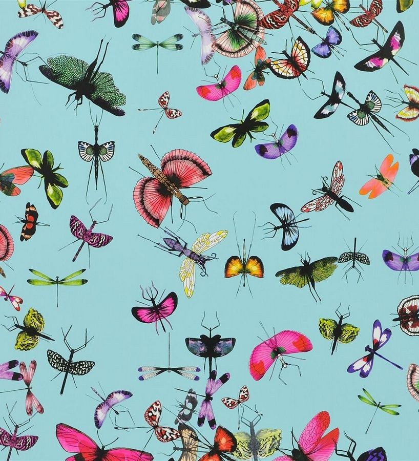 Papel pintado insectos y mariposas románticos rosa intenso  Somerset 563963
