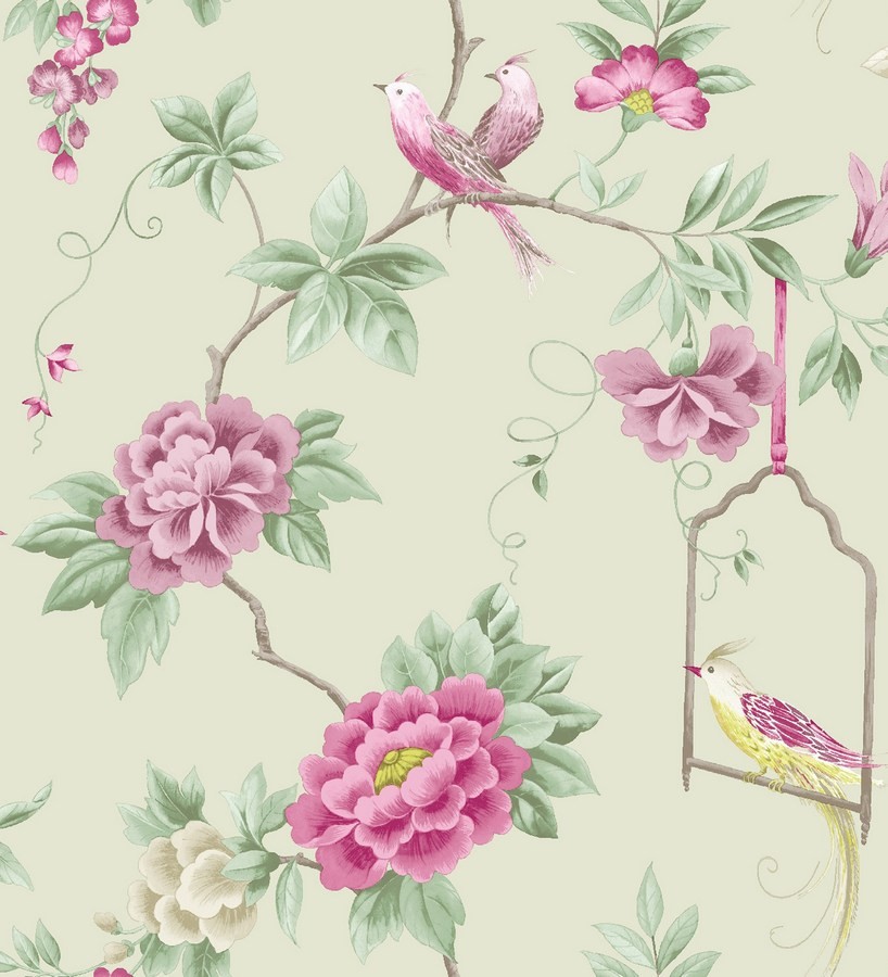 Papel pintado flores y pájaros románticos ingleses  Angelique 564530