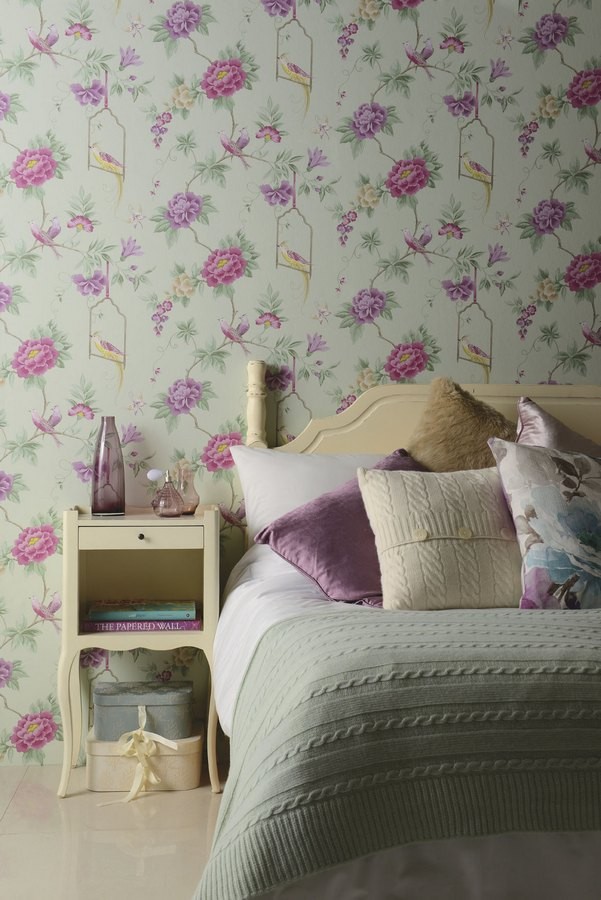Papel pintado flores y pájaros románticos ingleses  Angelique 564530