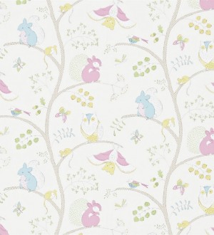 Papel pintado animalillos del bosque infantiles verde jade Squirrels Tree 564922