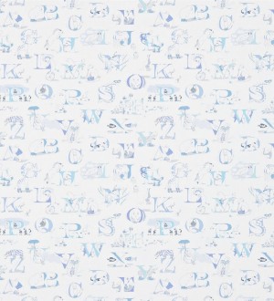 Papel pintado abecedario infantil con animales tonos azul celeste Alphabet Zoo 564930