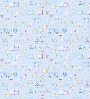 Papel pintado abecedario infantil con animales multicolor blanco Alphabet Zoo 564932