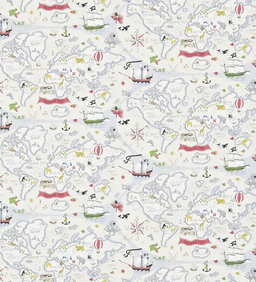 Papel pintado mapa del tesoro con barcos infantiles  Pirate Island 564945