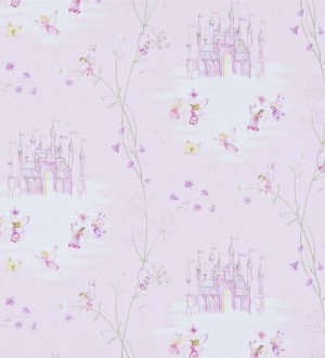 Papel pintado castillos de cuento y hadas fondo rosa claro Cool Castle 564951