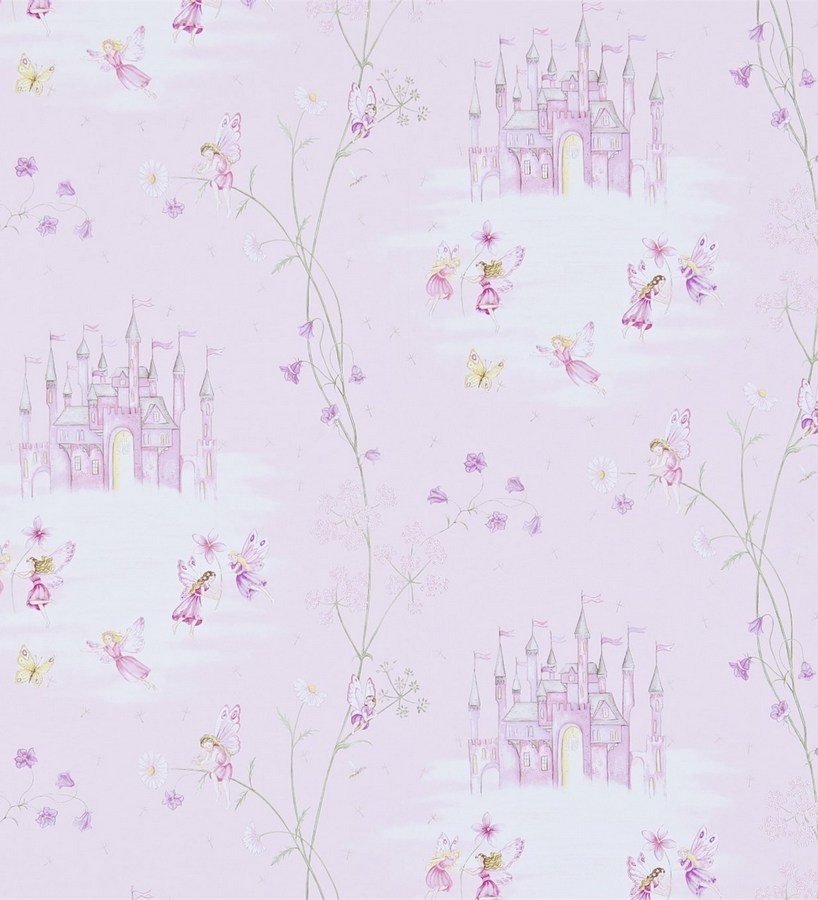 Papel pintado castillos de cuento y hadas fondo rosa claro Cool Castle 564951