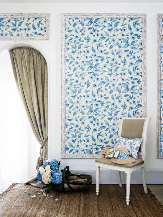 Papel pintado flores y pájaros de acuarela estilo inglés Claudine 564995
