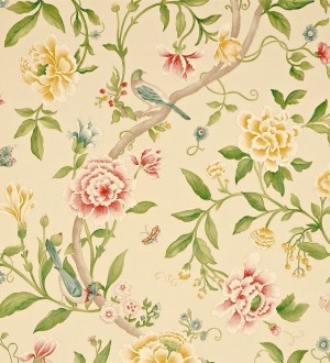 Papel pintado naturaleza de pájaros y flores románticas vintage Roselyn 565056