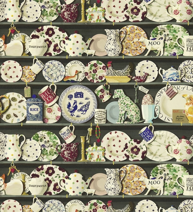Papel pintado estantería de platos y tazas vintage  Diletta 565149