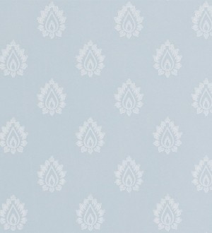 Papel pintado damasco pequeño francés fondo celeste claro pálido Poitiers 565150