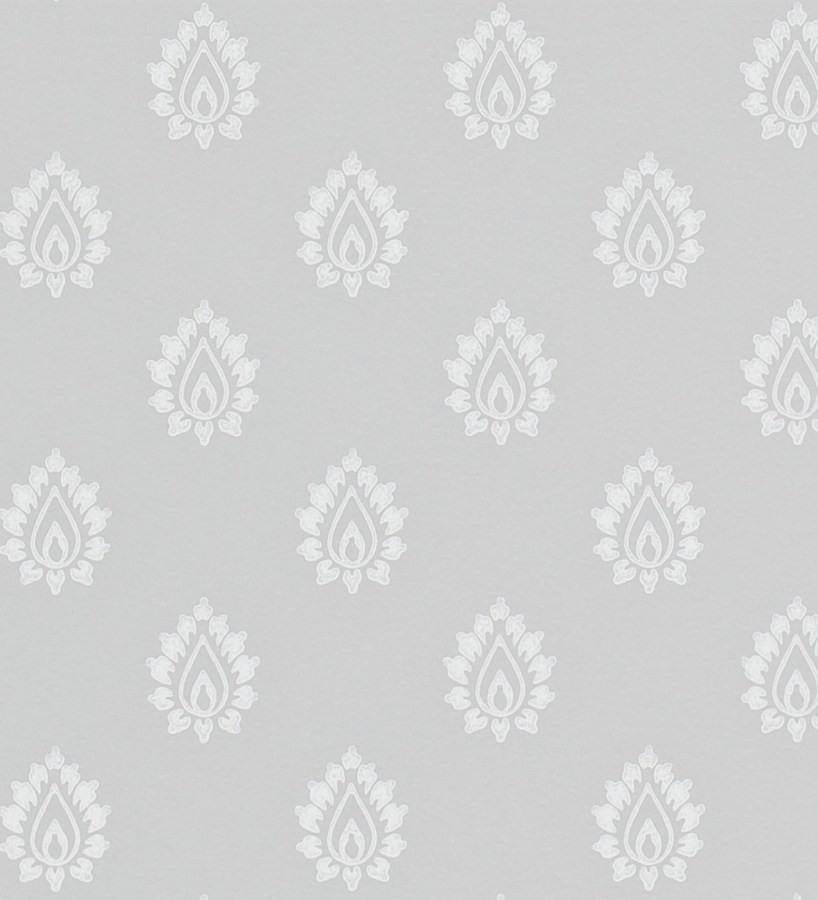 Papel pintado damasco pequeño francés gris claro fondo gris Poitiers 565154