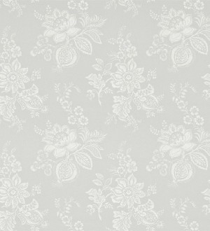 Papel pintado flores artísticas vintage gris claro fondo gris Dariana 565186