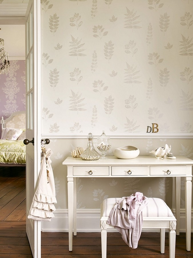 Papel pintado hojas variadas Shabby Chic artísticas  Zamia 565204