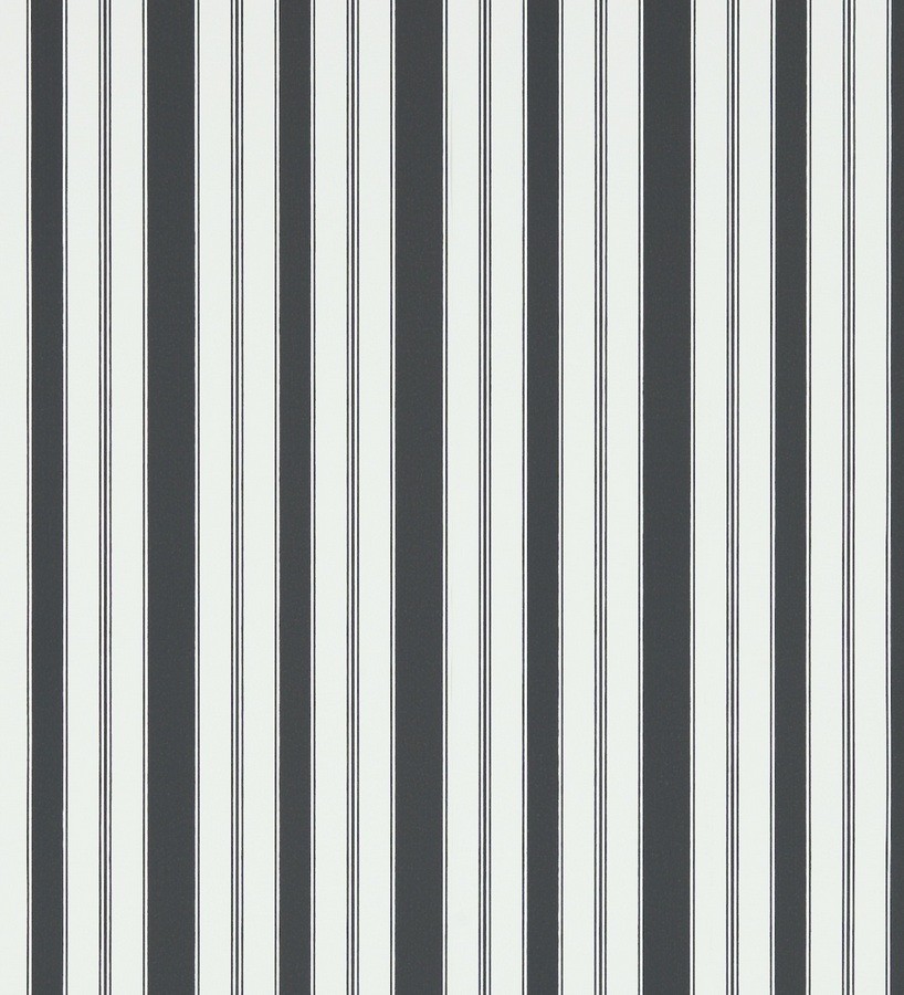 Papel pintado rayas clásicas negro fondo blanco roto Raya Flamant 565479