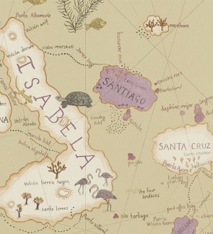 Papel pintado mapas de islas con animales vintage Gilavar 565506