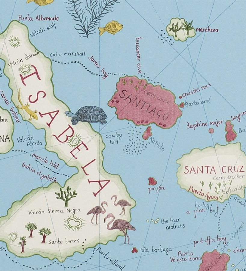 Papel pintado mapas de islas con animales vintage Gilavar 565509