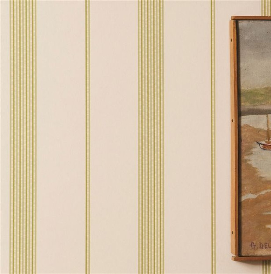 Papel pintado rayas finas vintage marrón topo fondo beige claro  Raya Wigan 565582