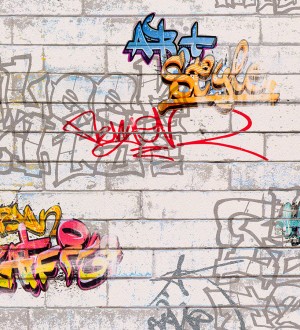 Papel pintado juvenil imitación muro de graffiti Urban Style 451689