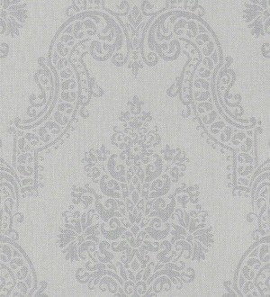 Papel pintado damasco vintage gris claro fondo textil Vittorio 451868