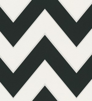 Papel pintado rayas zig zag retro blanco y negro Spica 453306