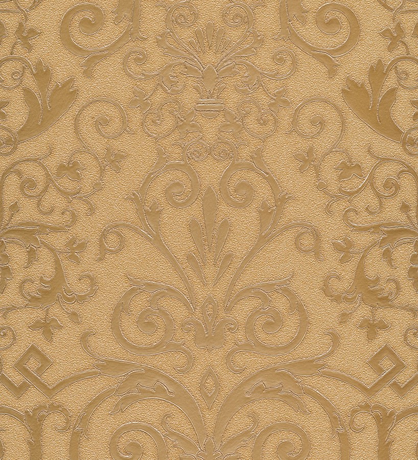 Papel pintado damasco barroco dorado metalizado clásico  Saltanis 453399