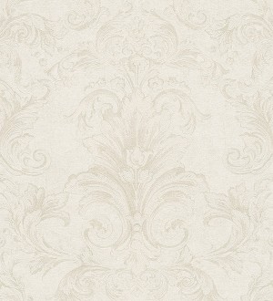 Papel pintado damasco floral clásico blanco Sacchetti 455819