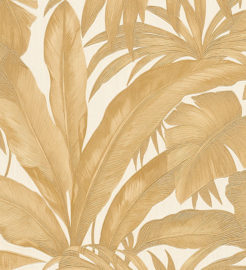 Papel pintado palmeras tropicales beige oscuro fondo veige Vanila 455871